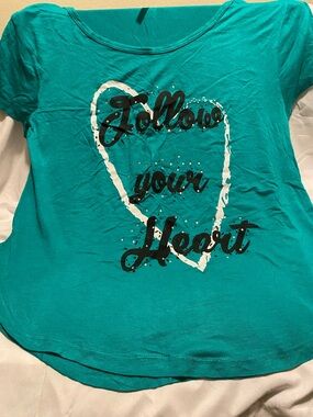 Love Nation Teal 'Follow Your Heart' Short Sleeve Tee